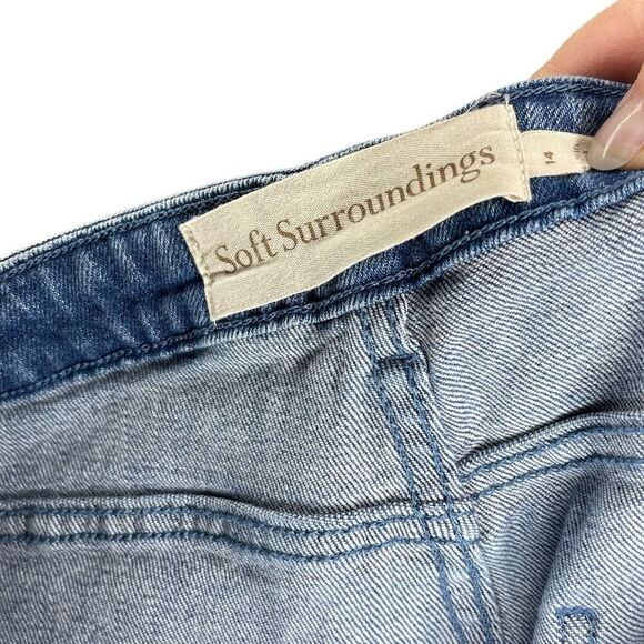 Soft Surroundings Women's Blue Jeans Size 14 Straight Leg Ankle Medium Wash - Picture 3 of 4